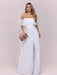 White Simple Wedding Dress Chiffon Bateau Neck Sleeveless Split Front A-Line Long Bridal Gowns