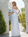 White Simple Wedding Dress Chiffon Bateau Neck Sleeveless Split Front A-Line Long Bridal Gowns
