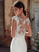 White Simple Wedding Dress White Chiffon Illusion Neckline Sleeveless Court Train Applique Sheath Bridal Gowns
