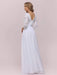 White Simple Wedding Dress Lace Jewel Neck Lace Chiffon Half Sleeves Natural Waist A-Line Bridal Dresses