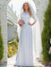 White Simple Wedding Dress Lace Jewel Neck Lace Chiffon Half Sleeves Natural Waist A-Line Bridal Dresses