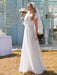 White Simple Wedding Dress Lace V-Neck Short Sleeves Backless Ruffles A-Line Natural Waist Long Bridal Gowns