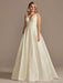 White Simple Wedding Dress Lace V-Neck Sleeveless A-Line Court Train Backless Bridal Gowns