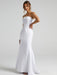 White Simple Wedding Dress Mermaid Brush Train Zipper Strapless Polyester Bridal Gowns