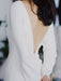 White Simple Wedding Dress Satin Fabric V-Neck Long Sleeves Buttons Mermaid Bridal Gowns