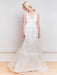 White Simple Wedding Dress Satin Fabric V-Neck Short Sleeves Backless A-Line Long Bridal Gowns