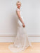 White Simple Wedding Dress Satin Fabric V-Neck Short Sleeves Backless A-Line Long Bridal Gowns