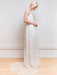 White Simple Wedding Dress Satin Fabric V-Neck Short Sleeves Backless A-Line Long Bridal Gowns