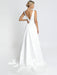 White Simple Wedding Dress Satin Fabric V-Neck Sleeveless Backless A-Line Bridal Dresses