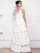 White Simple Wedding Dress Satin Fabric V-Neck Sleeveless Ruffles A-Line Long Chiffon Bridal Dresses