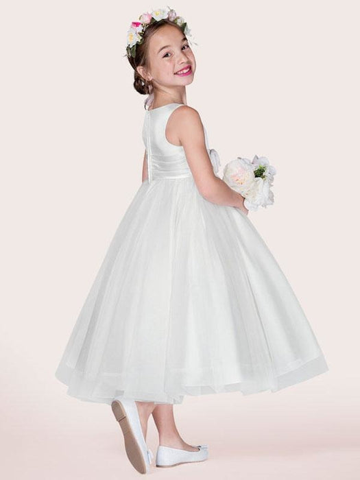 Flower Girl Dresses White Tulle Jewel Neck Sleeveless Formal Kids Pageant Dresses