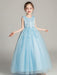 Flower Girl Dresses Jewel Neck Tulle Sleeveless Ankle Length Princess Silhouette Embroidered Kids Party Dresses
