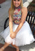 White Two Piece Embroidery High Neck Graduation Dresses Tulle Homecoming Dress - Prom Dresses