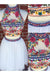 White Two Piece Embroidery High Neck Graduation Dresses Tulle Homecoming Dress - Prom Dresses