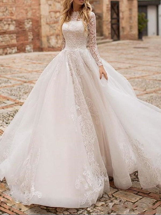 A-Line Wedding Dresses  Wedding dress necklines, Illusion