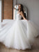 White Wedding Dress Designed Neckline Sleeveless Backless Zipper Tiered With Train Tulle Long Bridal Gowns