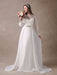 White Wedding Dresses Long Sleeve Lace Chiffon Beading Sash Illusion Beach Bridal Dress With Train
