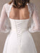 White Wedding Dresses Long Sleeve Lace Chiffon Beading Sash Illusion Beach Bridal Dress With Train