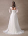 White Wedding Dresses Long Sleeve Lace Chiffon Beading Sash Illusion Beach Bridal Dress With Train