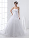 White Wedding Dresses Strapless Bridal Gown Lace Beading Side Draped Bridal Dress With Train