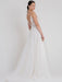 White Wedding Gowns Chapel Train A-Line Sleeveless Spaghetti Straps Matte Satin V-Neck Lace Bridal Gowns